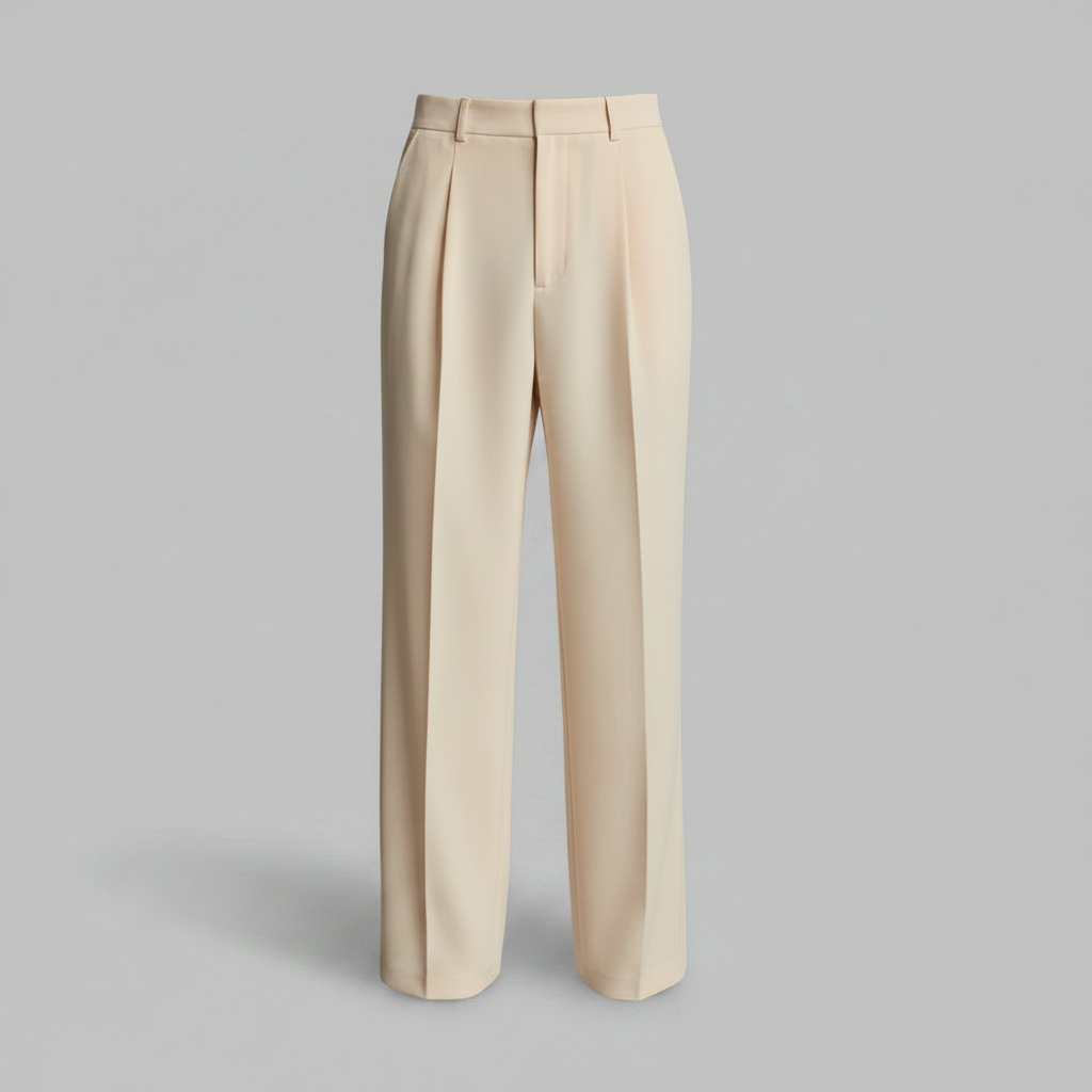 Men's Straight Fit Pleated Trousers | Modern Formal Pants