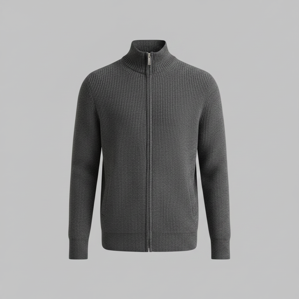 Men's Zip Up Cardigan | Slim Fit Ribbed Knit Sweater