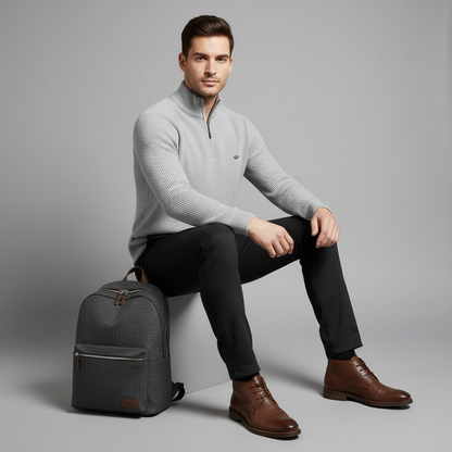 Men's Half Zip Sweater | Slim Fit Knitted Jumper