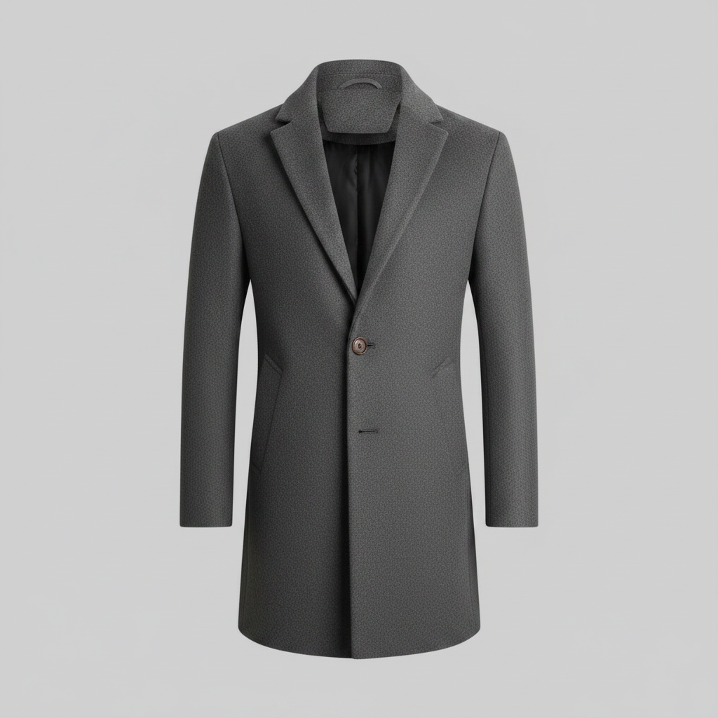 Men's Long Overcoat | Stylish Notched Lapel Design
