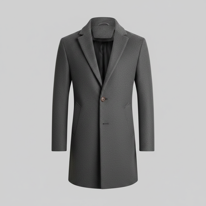 Men's Long Overcoat | Stylish Notched Lapel Design