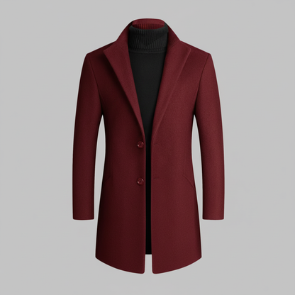 Men's Long Overcoat | Stylish Notched Lapel Design