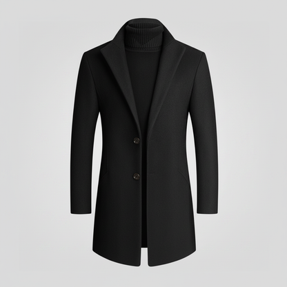 Men's Long Overcoat | Stylish Notched Lapel Design
