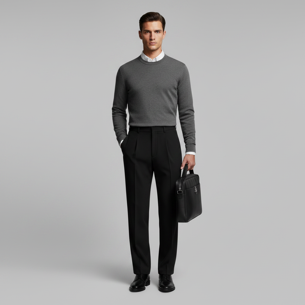 Men's Straight Fit Pleated Trousers | Modern Formal Pants