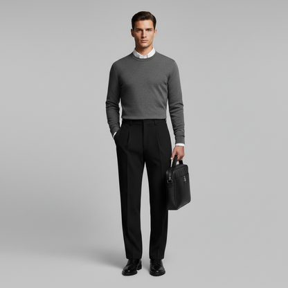 Men's Straight Fit Pleated Trousers | Modern Formal Pants