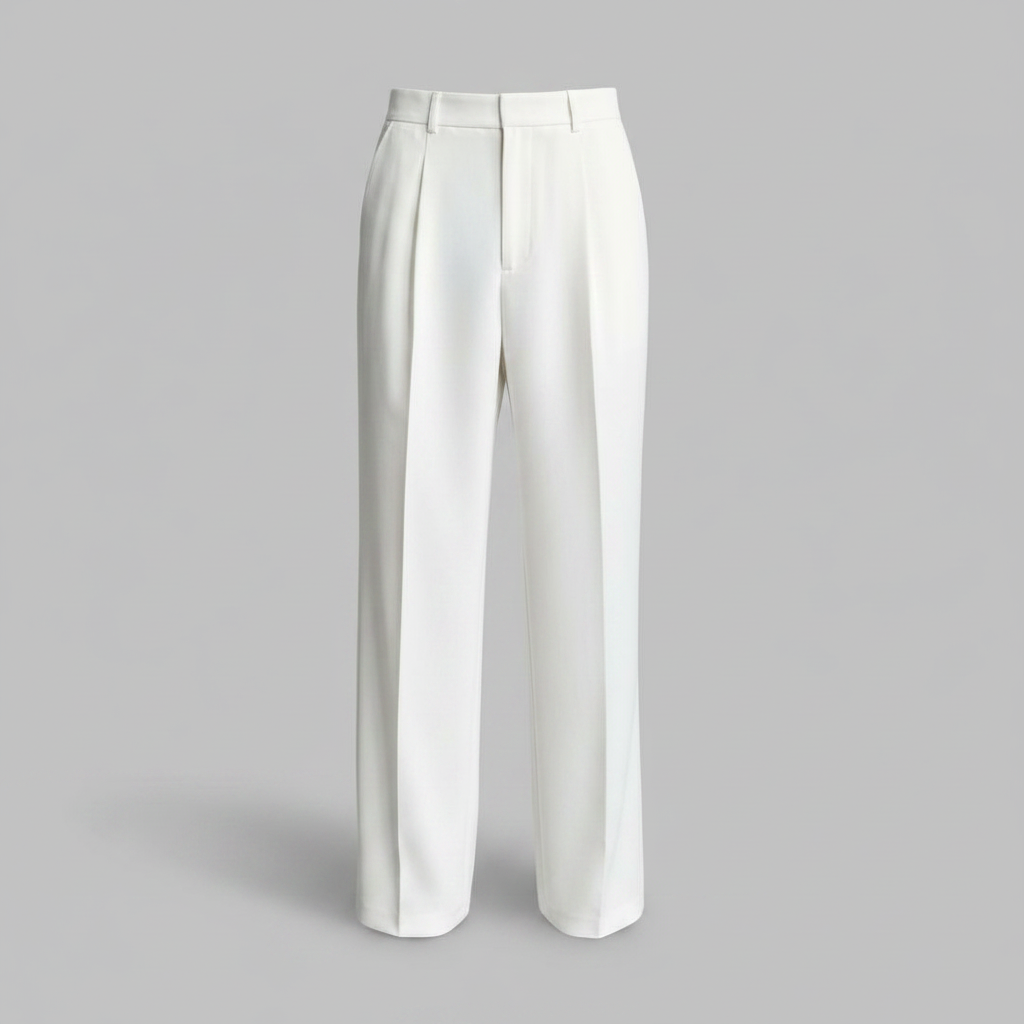 Men's Straight Fit Pleated Trousers | Modern Formal Pants