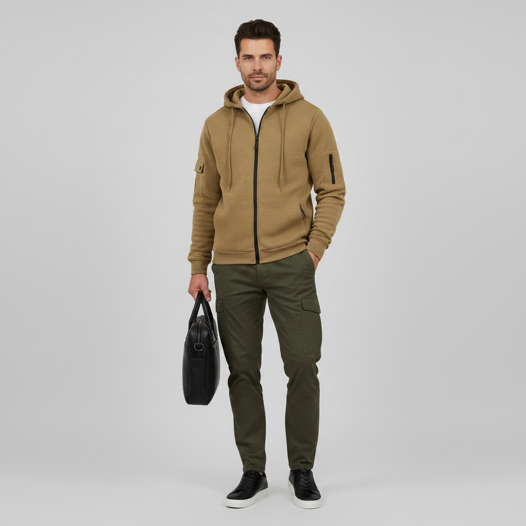 Men's Utility Hoodie | Casual Sweatshirt with Zip Closure