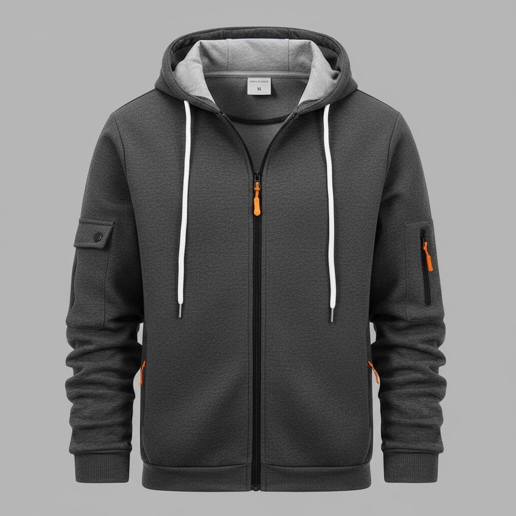 Men's Utility Hoodie | Casual Sweatshirt with Zip Closure