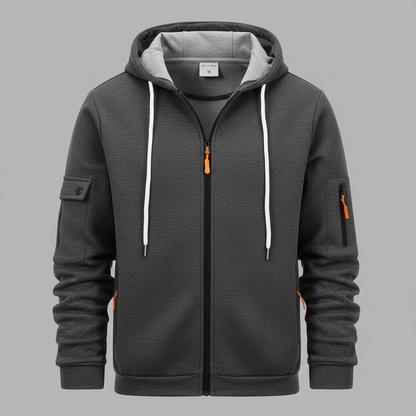 Men's Utility Hoodie | Casual Sweatshirt with Zip Closure