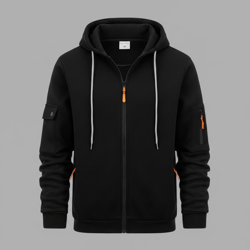 Men's Utility Hoodie | Casual Sweatshirt with Zip Closure