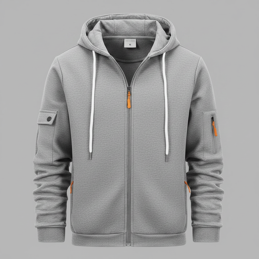 Men's Utility Hoodie | Casual Sweatshirt with Zip Closure