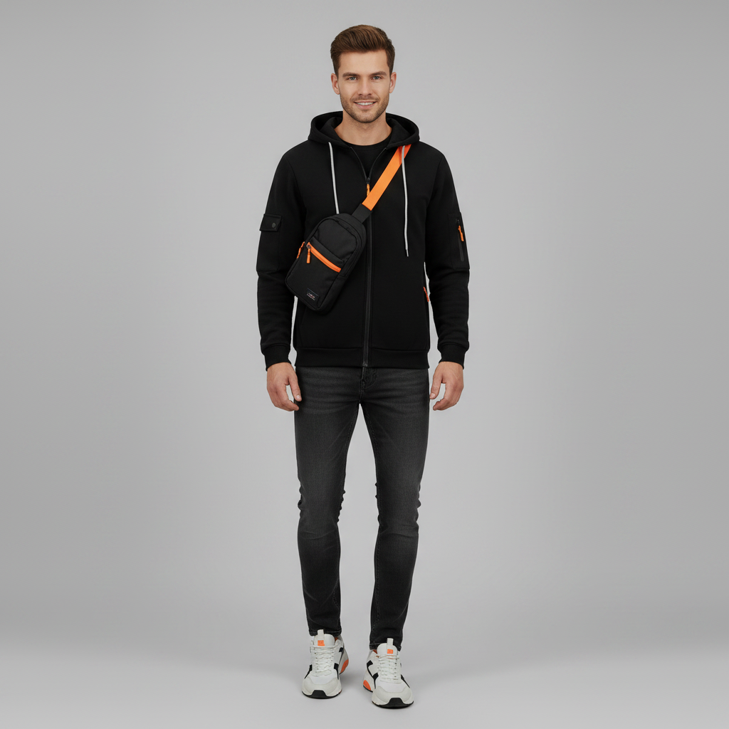 Men's Utility Hoodie | Casual Sweatshirt with Zip Closure