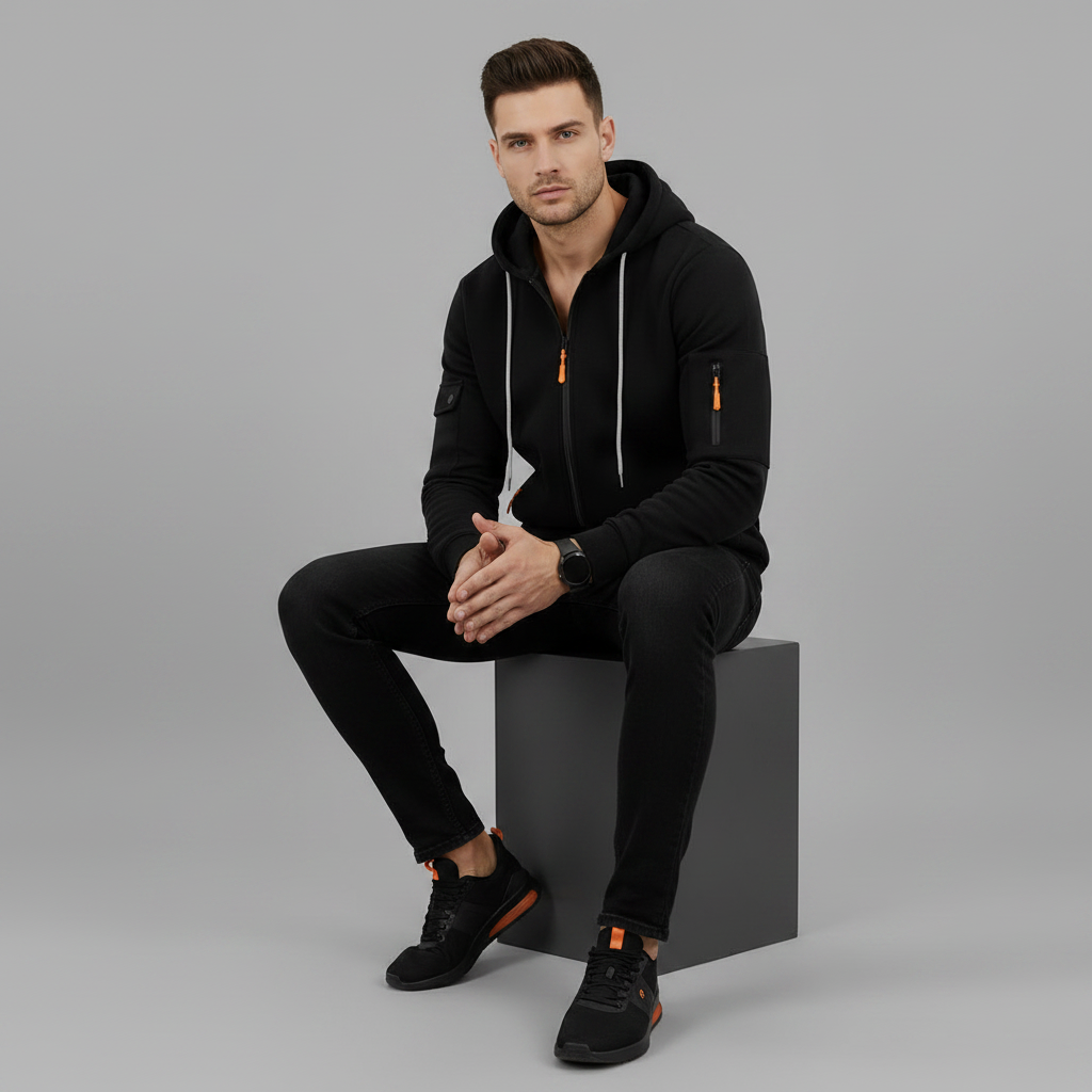Men's Utility Hoodie | Casual Sweatshirt with Zip Closure