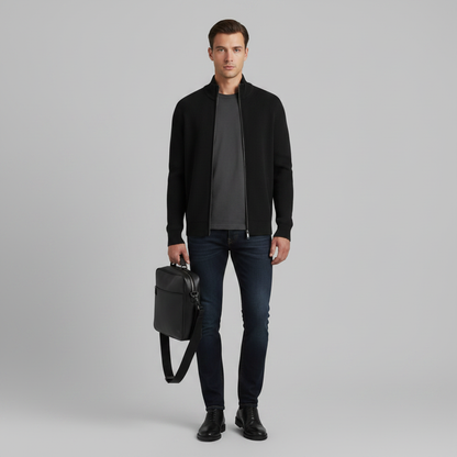 Men's Zip Up Cardigan | Slim Fit Ribbed Knit Sweater