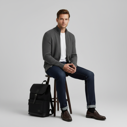 Men's Zip Up Cardigan | Slim Fit Ribbed Knit Sweater