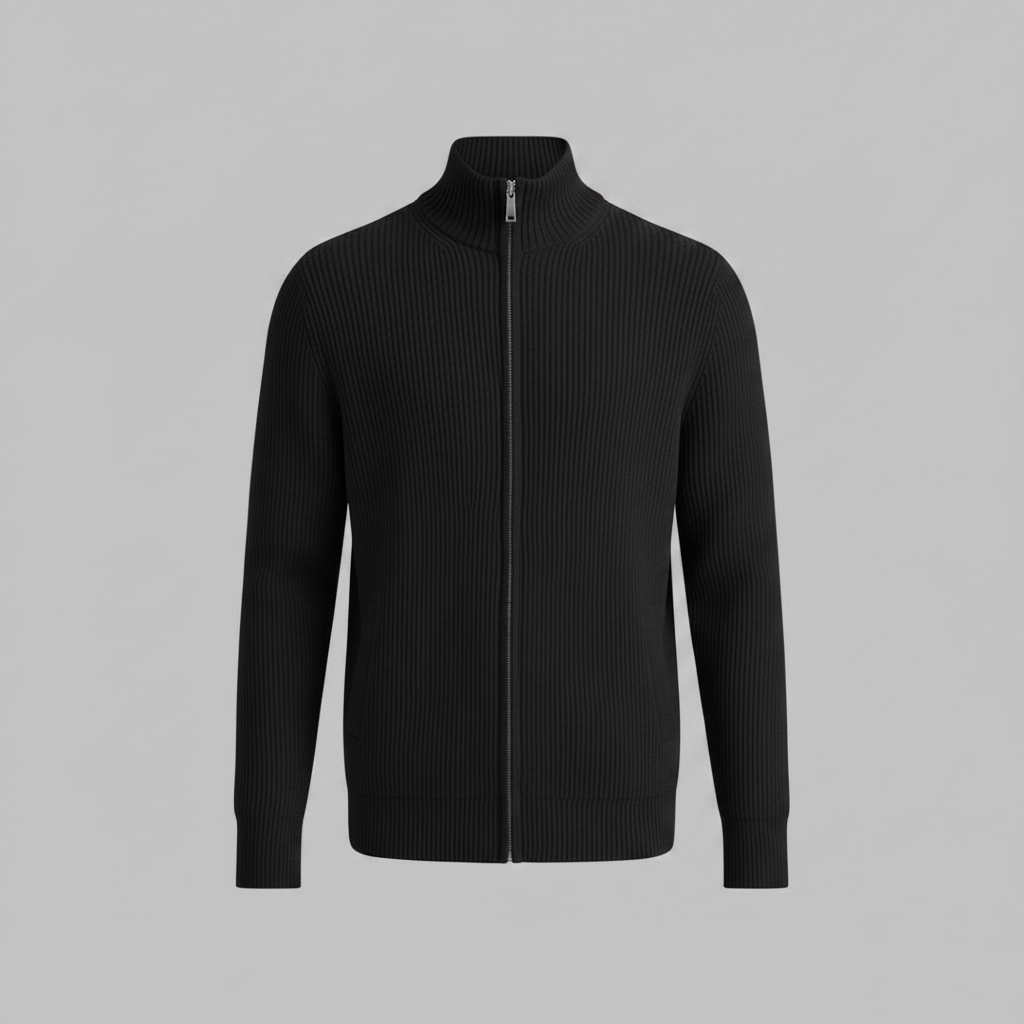 Men's Zip Up Cardigan | Slim Fit Ribbed Knit Sweater