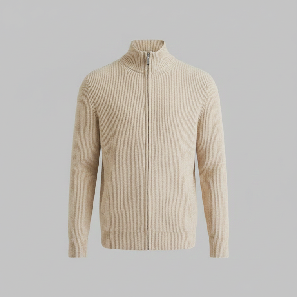 Men's Zip Up Cardigan | Slim Fit Ribbed Knit Sweater