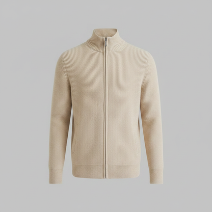 Men's Zip Up Cardigan | Slim Fit Ribbed Knit Sweater